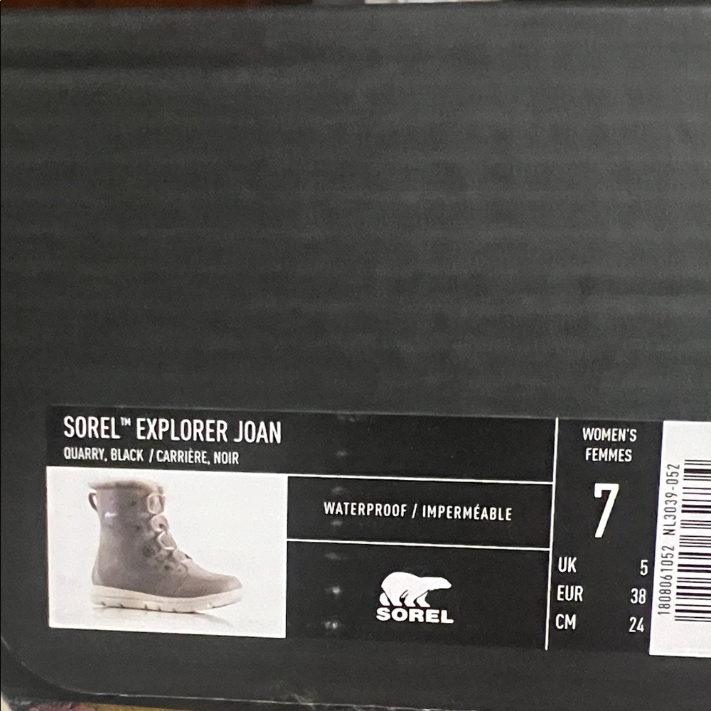 Sorel Explorer Joan Lace-Up Boots in Quarry and Gray